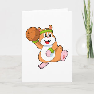 Hamster als Basketballspieler mit Basketball Karte