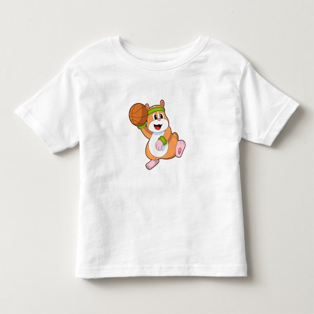 Hamster als Basketballspieler mit Basketball Kleinkind T-shirt (Vorderseite)