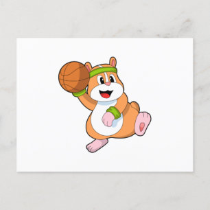 Hamster als Basketballspieler mit Basketball Postkarte