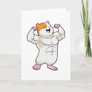 Hamster als Bodybuilder mit großen Muskeln Karte