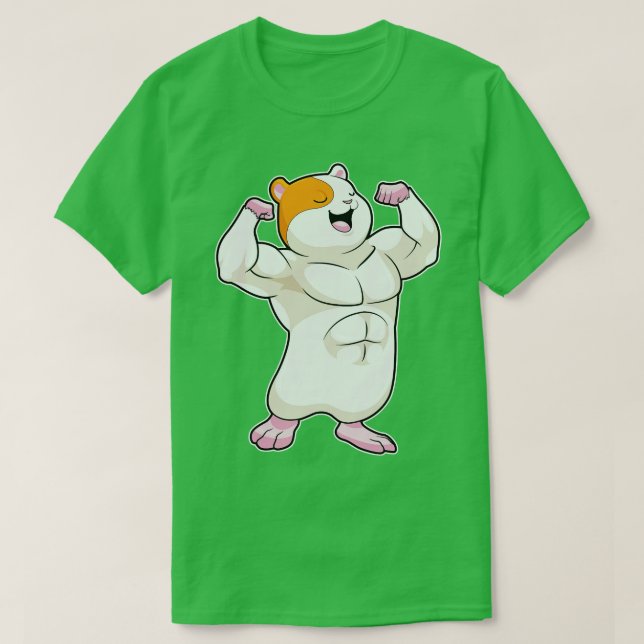 Hamster als Bodybuilder mit großen Muskeln T-Shirt (Design vorne)