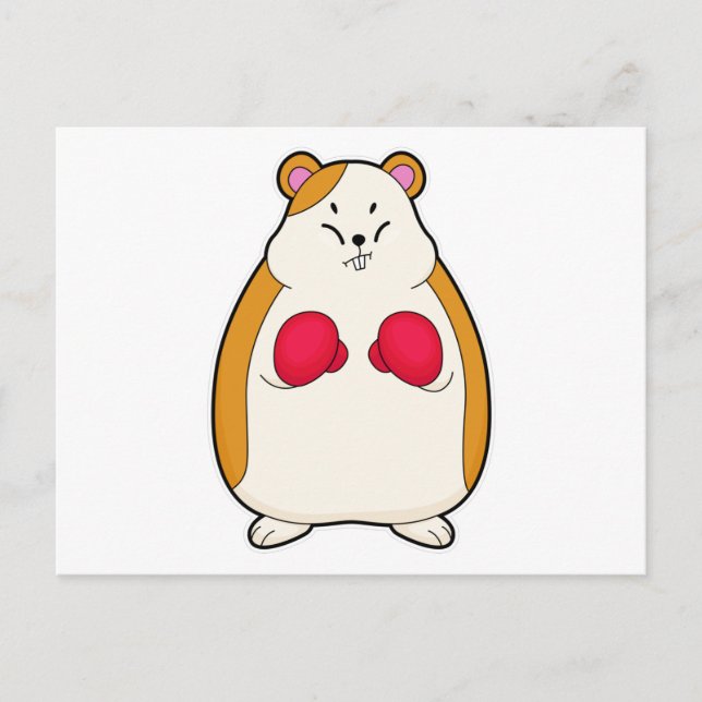 Hamster als Boxer mit Boxhandschuhen Postkarte (Vorderseite)