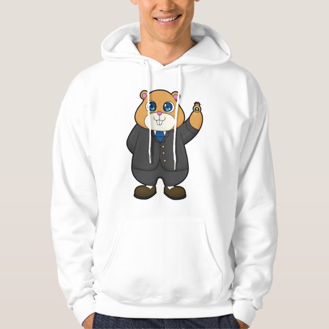 Hamster als Groom mit Ehering Hoodie (Vorderseite)