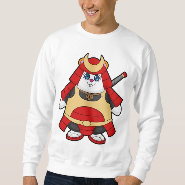 Hamster als Krieger mit Rüstung Sweatshirt (Vorderseite)