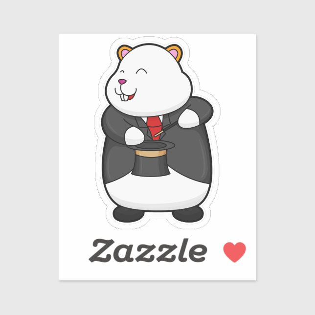 Hamster als Magier mit Zauberstab & Hut Aufkleber (Blatt)