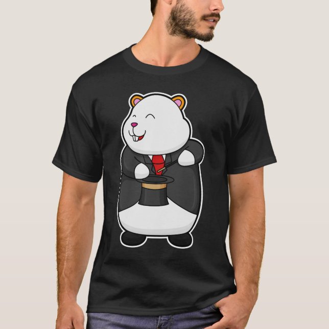 Hamster als Magier mit Zauberstab & Hut T-Shirt (Vorderseite)