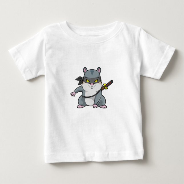 Hamster als Ninja in Kampfkunst mit Schwert Baby T-shirt (Vorderseite)