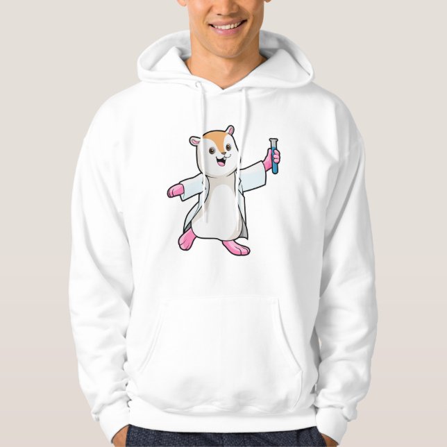 Hamster als Scientist mit Prüfröhre Hoodie (Vorderseite)