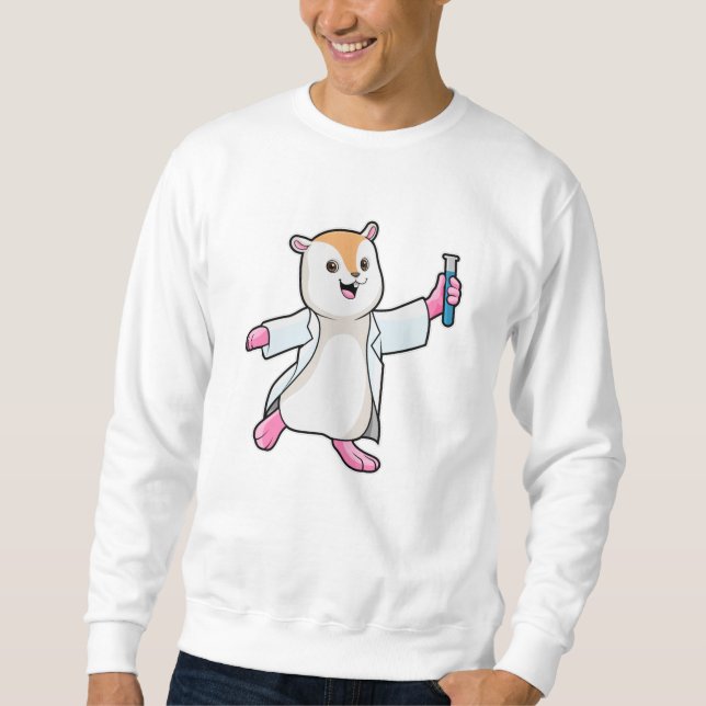 Hamster als Scientist mit Prüfröhre Sweatshirt (Vorderseite)
