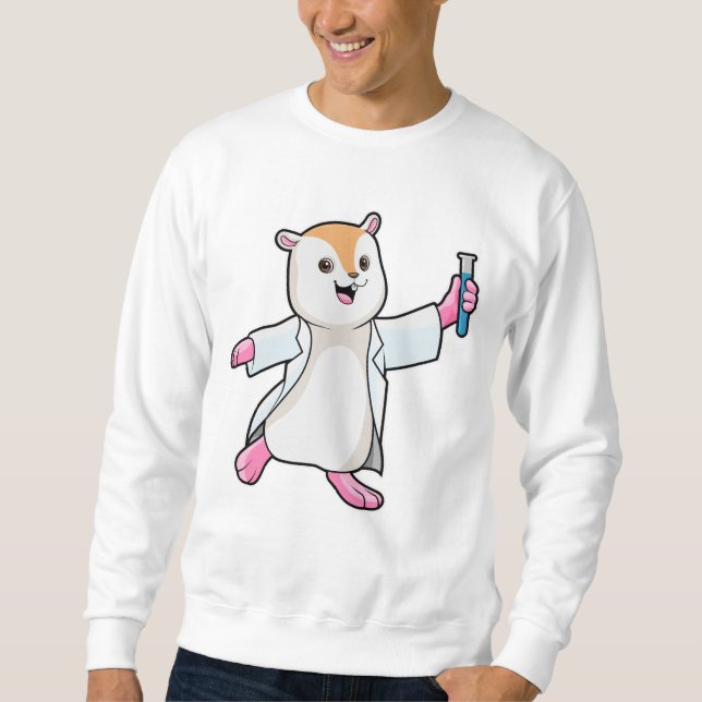 Hamster als Scientist mit Prüfröhre Sweatshirt (Vorderseite)