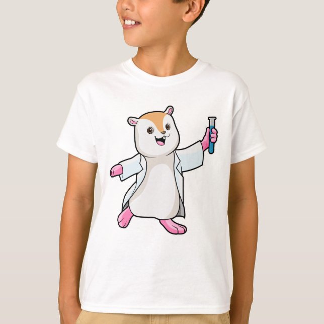 Hamster als Scientist mit Prüfröhre T-Shirt (Vorderseite)