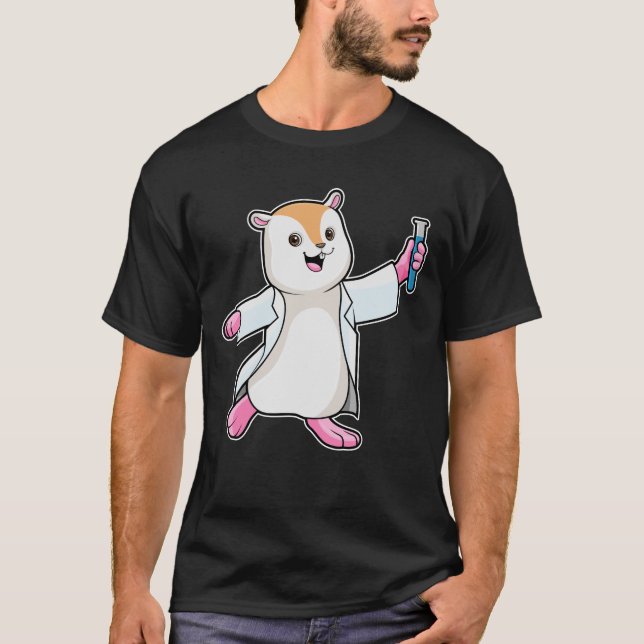 Hamster als Scientist mit Prüfröhre T-Shirt (Vorderseite)