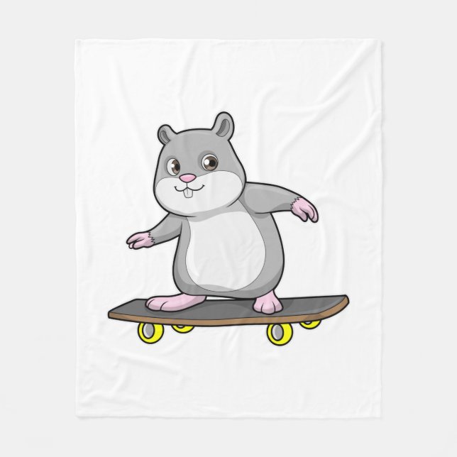 Hamster als Skater mit Skateboard Fleecedecke (Vorderseite)