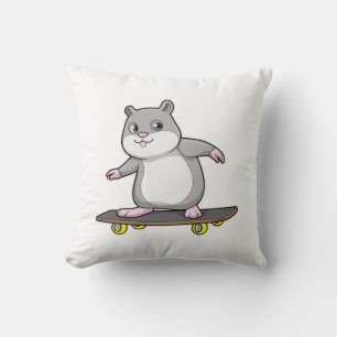 Hamster als Skater mit Skateboard Kissen