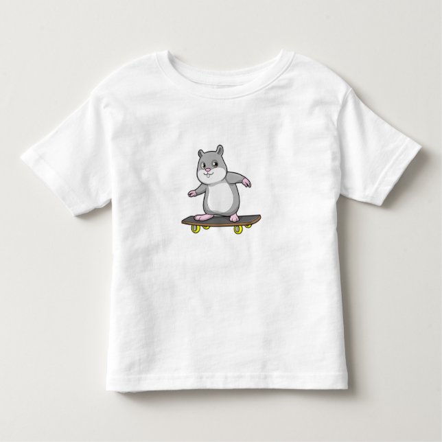 Hamster als Skater mit Skateboard Kleinkind T-shirt (Vorderseite)