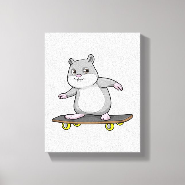 Hamster als Skater mit Skateboard Leinwanddruck (Vorderseite)