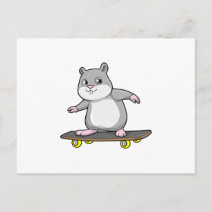 Hamster als Skater mit Skateboard Postkarte