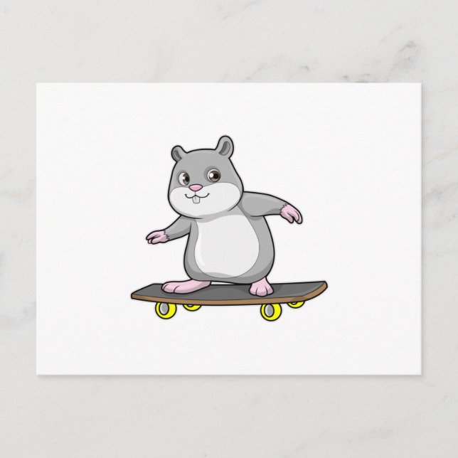 Hamster als Skater mit Skateboard Postkarte (Vorderseite)