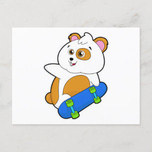 Hamster als Skater mit Skateboard Postkarte