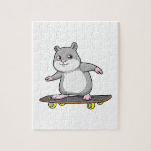 Hamster als Skater mit Skateboard Puzzle