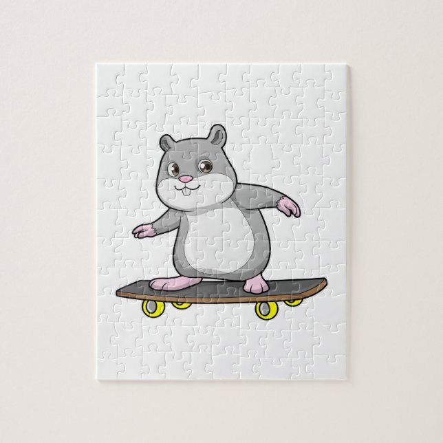 Hamster als Skater mit Skateboard Puzzle (Vertikal)