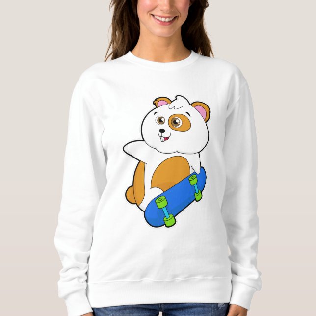 Hamster als Skater mit Skateboard Sweatshirt (Vorderseite)