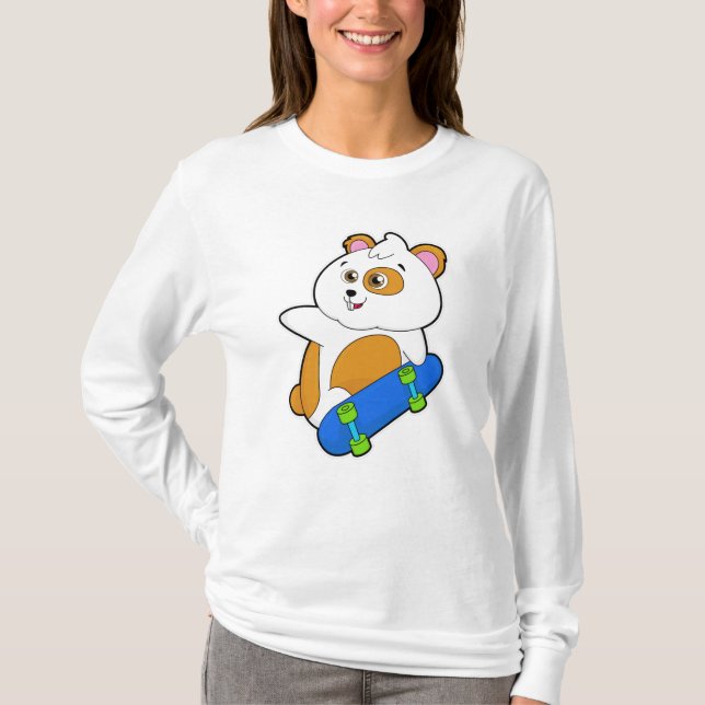 Hamster als Skater mit Skateboard T-Shirt (Vorderseite)