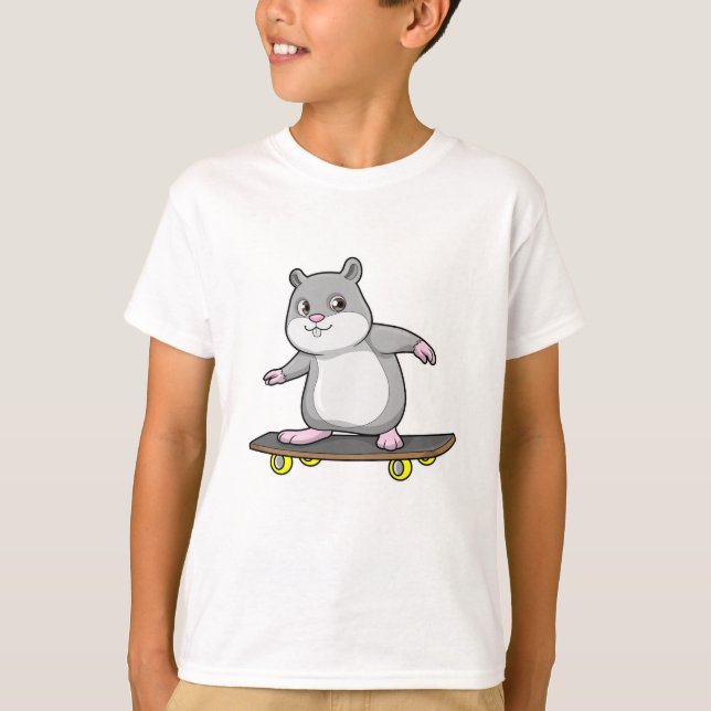 Hamster als Skater mit Skateboard T-Shirt (Vorderseite)