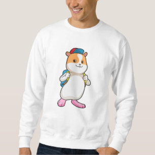 Hamster als Student mit Backpack & Cap Sweatshirt