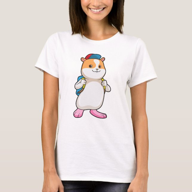 Hamster als Student mit Backpack & Cap T-Shirt (Vorderseite)
