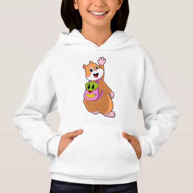Hamster als Student mit Backpack.PNG Hoodie (Vorderseite)