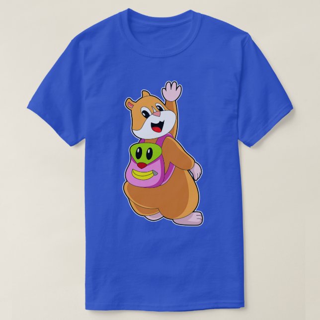 Hamster als Student mit Rucksack T-Shirt (Design vorne)