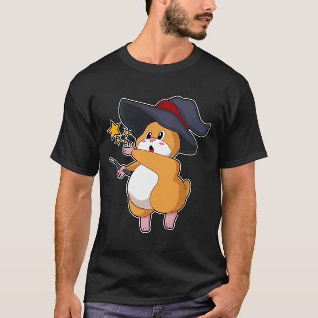 Hamster als Zauberer mit Zauberstab T-Shirt (Vorderseite)
