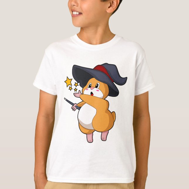 Hamster als Zauberer mit Zauberstab T-Shirt (Vorderseite)