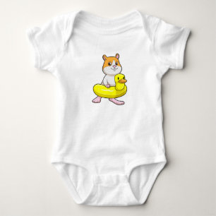 Hamster am Strand mit Duck als Swim-Ring Baby Strampler
