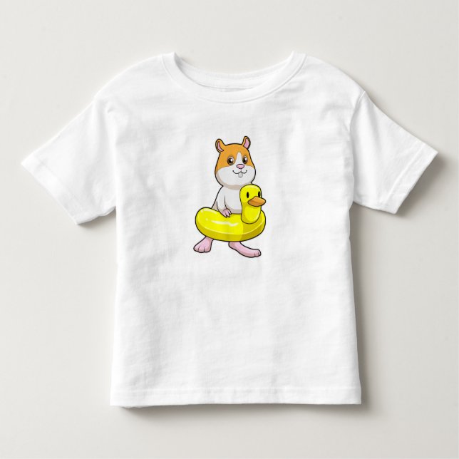 Hamster am Strand mit Duck als Swim-Ring Kleinkind T-shirt (Vorderseite)