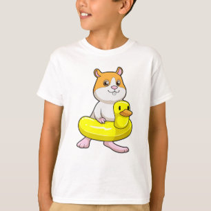Hamster am Strand mit Duck als Swim-Ring T-Shirt