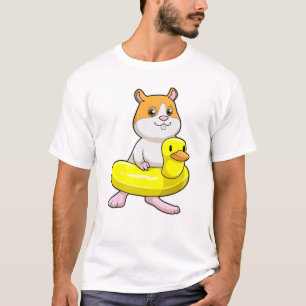 Hamster am Strand mit Duck als Swim-Ring T-Shirt