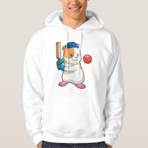 Hamster auf Cricket mit Cricket-Fledermaus und Cap Hoodie
