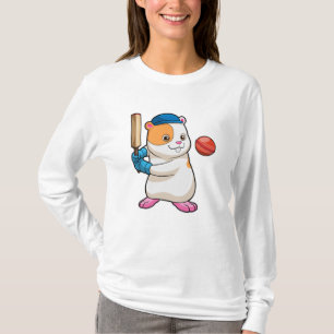 Hamster auf Cricket mit Cricket-Fledermaus und Cap T-Shirt
