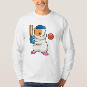 Hamster auf Cricket mit Cricket-Fledermaus und Cap T-Shirt