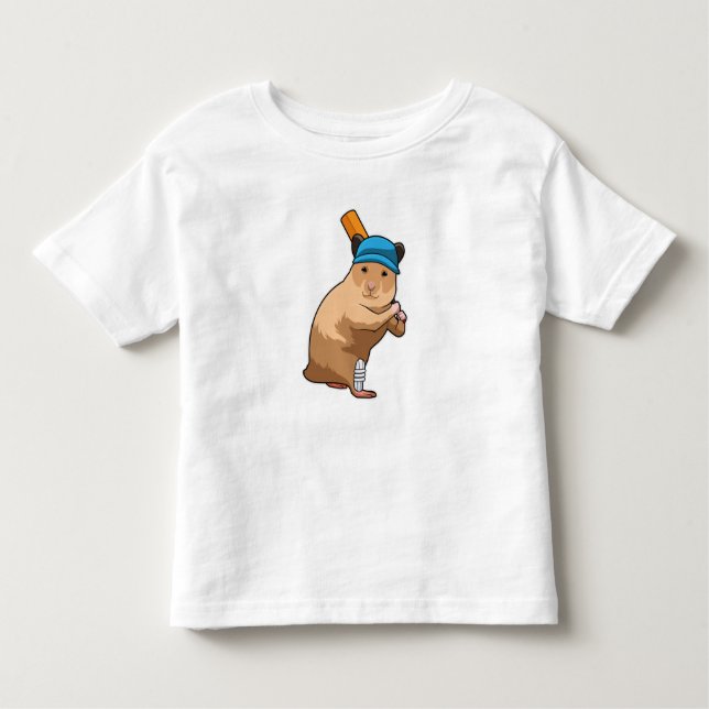 Hamster auf Cricket mit Cricket-Schläger Kleinkind T-shirt (Vorderseite)