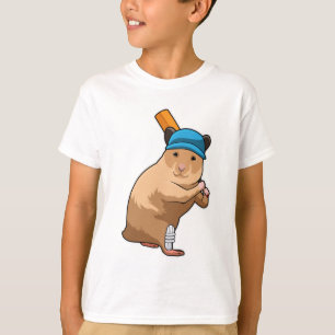 Hamster auf Cricket mit Cricket-Schläger T-Shirt