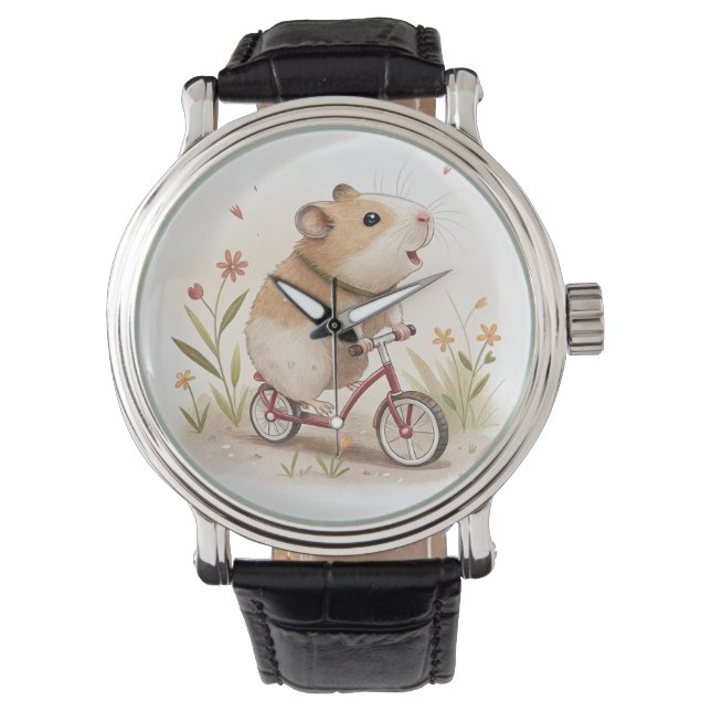 Hamster auf dem Fahrrad Armbanduhr (Vorderseite)