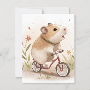 Hamster auf dem Fahrrad Postkarte