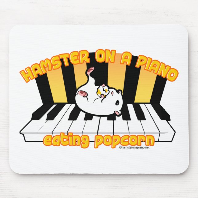 Hamster auf einem Klavier Popcorn essend Mousepad (Vorne)