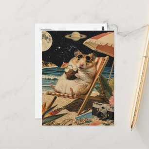 Hamster auf Urlaub Collage Postkarte
