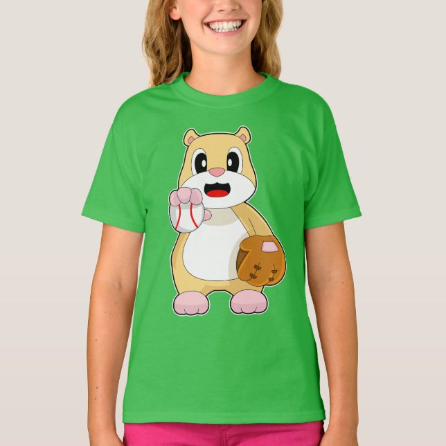 Hamster Baseball Baseballhandschuh T-Shirt (Vorderseite)