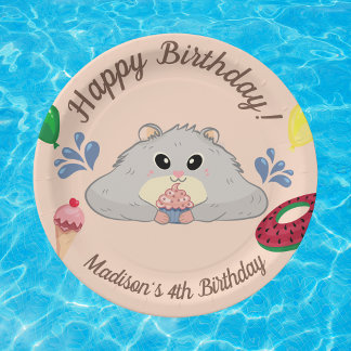 Hamster Bday Pool Party Pappteller