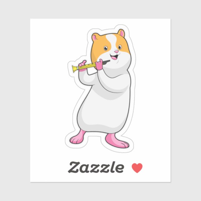 Hamster bei Musik mit Flute Aufkleber (Blatt)